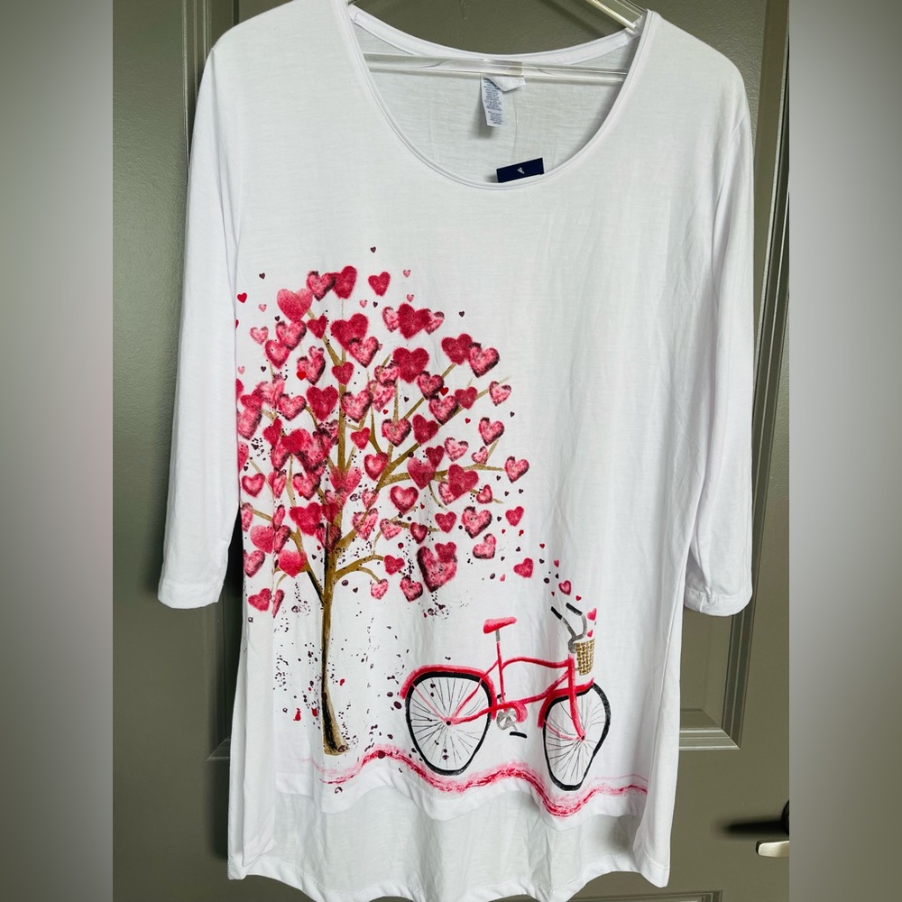 MAC & BELLE  new with tag Tunic graphic bike print casual blouse size L